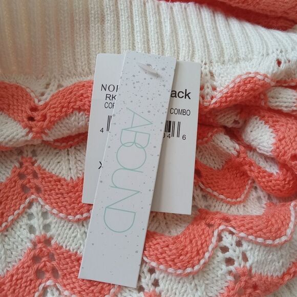 Abound Orange and Ivory Crew Neck Knit Long Sleeve Pullover Sweater Women's XL - Picture 6 of 13